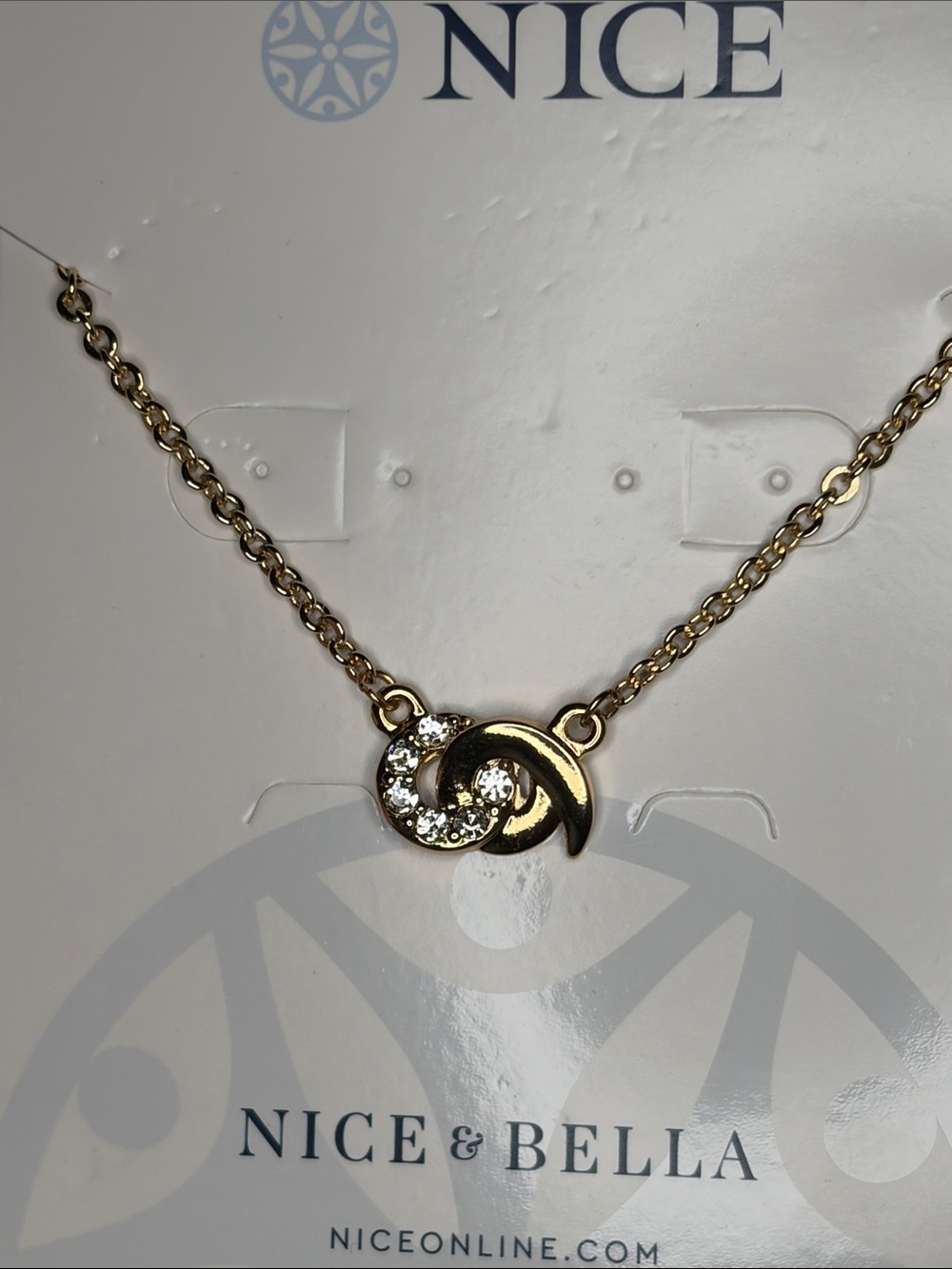 Gold Crystal Crescent Necklace